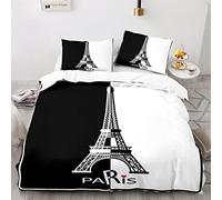 MercrI 220X240Cm Parure De Lit 220X240 Enfant Microfibre Housses De Couette Paris Tour Eiffel avec Taie d'oreiller 65X65Cm Linge De Lit Confortable