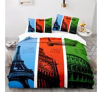 MercrI Confortable Linge De Lit Housse De Couette 140 X 200 Paris Tour Eiffel 140X200Cm Housse De Couette Fille avec Taie d'oreiller 65X65Cm Microfibre