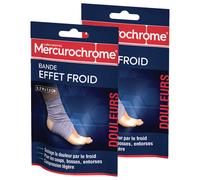 MERCUROCHROME Bande effet froid Mercurochrome 7,5 cm x 3,2 m, lot de 2 bandes
