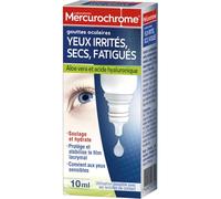 MERCUROCHROME Gouttes Oculaires 10 ml - Aloe Vera et Acide Hyaluronique - Soulagement Yeux Secs, Irrités, Fatigués - Convient aux Lentilles de Contact - Sans Conservateurs Agressifs - Lot de 3