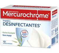 MERCUROCHROME - Lingettes Désinfectantes Individuelles - Eliminent Bactéries Champignons/Virus - 12 Sachets
