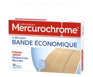 Mercurochrome Pansement Bandes à découper économiques - 10 cm x 6 cm - Boîte de 10 bandes