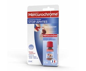 MERCUROCHROME - Pansement liquide stop aphtes - technologie Filmogel - Soulage la douleur - Aide à la Cicatrication - Flacon de 6 ml - Pinceau applicateur