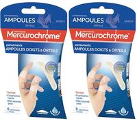 MERCUROCHROME - Pansements ampoules doigts et orteils - Soulage - Cicatrisation rapide - Effet seconde peau - Technologie Hydrocolloïde - 6 unités - 1 format (Lot de 2)
