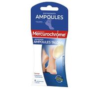 MERCUROCHROME - Pansements Ampoules Talons - 4 unités - Technologie Hydrocolloïde - Soulage la douleur - Facilite la cicatrisation - Résistant à l'eau