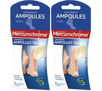 MERCUROCHROME - Pansements Ampoules Talons - 4 unités - Technologie Hydrocolloïde - Soulage la douleur - Facilite la cicatrisation - Résistant à l'eau (Lot de 2)