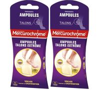 MERCUROCHROME - Pansements Ampoules Talons Extrême - 4 Pansements - Soulage La Douleur et Favorise La Cicatrisation - Technologie Hydrocolloïde - Résistance à l'Eau - Effet Seconde Peau (Lot de 2)