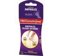 MERCUROCHROME - Pansements Ampoules Talons Extrême - 4 Pansements - Soulage La Douleur et Favorise La Cicatrisation - Technologie Hydrocolloïde - Résistance à l'Eau - Effet Seconde Peau