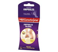 MERCUROCHROME - Pansements ampoules talons - Grand format - 5 unités - Technologie Hydrocolloïde - Soulage la douleur - Favorise la cicatrisation - Protège des zones de frottements