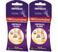 MERCUROCHROME - Pansements ampoules talons - Grand format - 5 unités - Technologie Hydrocolloïde - Soulage la douleur - Favorise la cicatrisation - Protège des zones de frottements (Lot de 2)
