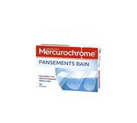 Mercurochrome Pansements Bain – aqua-résistants, ultra-fins transparents – 16 unités (3 tailles)