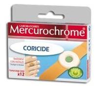MERCUROCHROME - Pansements Coricides A l'acide salycilique - Boite de 12 pansements - Favorise l'élimination des Cors - Protège contre la Pression Douloureuse due aux Cors