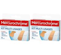 MERCUROCHROME - Pansements kit multi-usages - 20 unités - 4 modèles différents - Classique - Bain - Peau Sensible - Spécial Doigts - Protège les plaies de toute la famille (Lot de 2)