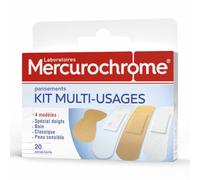 Mercurochrome - Kit de pansements multi-usages 20 unités - 4 modèles - Protège les plaies