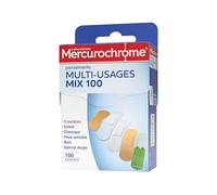 Mercurochrome - Pansements Multi-Usages - Protection Plaies et Coupures - Classique Micro-Aéré - Bain - Peau Sensible - Format Familial - 100 Pansements