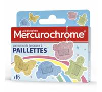 MERCUROCHROME Pansements Paillettes, Résistant à l'eau, Enfant - 16 unités