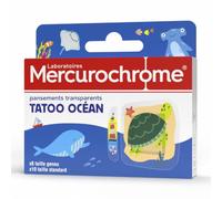 MERCUROCHROME Pansements Tatoo Océan, Résistant à l'eau, Enfant - 12 unités