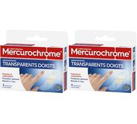 MERCUROCHROME - Pansements Transparents Doigts - Favorise la Cicatrisation - Protection Optimale - Résiste à l'eau - 8 Pansements - Technologie Hydrocolloïde (Lot de 2)