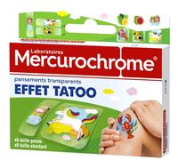 Mercurochrome Pansements Transparents Effet Tattoo 12 unités