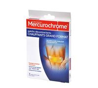 MERCUROCHROME - Patchs Décontractants Chauffants Grand Format - 9x29 cm - Fatigue et Tensions Musculaires, Arthrite et Douleurs de Règles - 8h de chaleur - 2 Unités