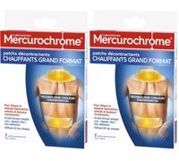 MERCUROCHROME - Patchs Décontractants Chauffants Grand Format - 9x29 cm - Fatigue et Tensions Musculaires, Arthrite et Douleurs de Règles - 8h de chaleur - 2 Unités (Lot de 2)
