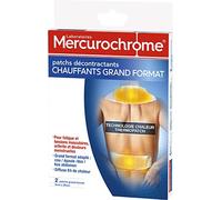 MERCUROCHROME - Patchs Décontractants Chauffants Grand Format - 9x29 cm - Fatigue et Tensions Musculaires, Arthrite et Douleurs de Règles - 8h de chaleur - 2 Unités