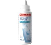MERCUROCHROME Solution Lentilles Souples Multifonctions Format Avion 100 ml - Nettoie, Rince, Décontamine - Lot de 3