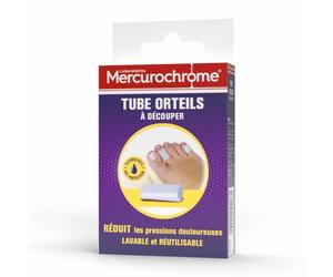 MERCUROCHROME Tube Orteils - Réduit les Pressions Douloureuses - 1 unité | Marque N°1 des Premiers Soins, Soulage les Zones Sensible (Cors, Ampoules, Callostés), Lavable et Réutilisable, à Découper