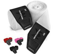MERCURYAL Bandages de boxe 4m pour protéger les mains - Bandages de boxe Gants d'intérieur - Bande de boxe - Hand Wraps Muay Thai MMA Kick Boxing Arts Martiaux - Bandages pour femmes et hommes (Blanc)