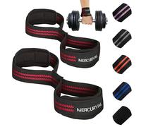 MERCURYAL Straps en 8 Gym pour Niveau Avancé et Professionnel - Straps Powerlifting - Correas de Agarre en Forma de 8 de Gimnasio y Peso Muerto - Accessoires Gym (Noir & Rouge)