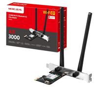 Mercusys AX3000 Adaptateur double bande Wi-Fi 6 Bluetooth 5.2 PCIe avec deux antennes, OFDMA, MU-MIMO, faible latence, chipset Intel® Wi-Fi 6, idéal pour les jeux et 4K, dernier WPA3, prend en charge Windows 10/11 (MA80XE)