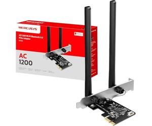 MERCUSYS MA30E TP-Link Carte WiFi PCIe AC1200Mbps, Carte Bluetooth PC, Bluetooth 5.0, Carte WiFi pour PC, Bi-Bande, MU-MIMO, WPA3, Antennes à Gain Elevé, Compatible avec Windows 11/10, Linux