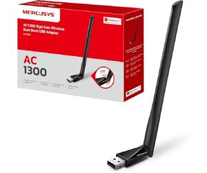 MERCUSYS MA30H TP-Link Clé WiFi Puissante AC1300Mbps, Adaptateur USB WiFi, Antennes à Gain Elevé, Dongle WiFi, Bi-Bande, MU-MIMO, Brancher et Utiliser, Compatible avec Windows 11/10/8.1/7