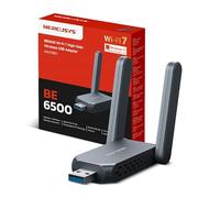 MERCUSYS MA37BEH BE6500 Dongle USB WiFi 7 pour PC, adaptateur WiFi tri-bande, antennes à gain élevé, large couverture, USB 3.0, sécurité de cryptage, MU-MIMO, pilote interne, Plug and Play, compatible