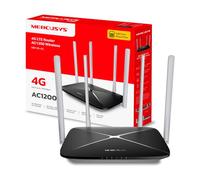 MERCUSYS MB135-4G Routeur 4G LTE avec SIM, WiFi AC1200 Double Bande, Jusqu'à 150 Mbit/s, 4 Antennes Externes, 4 Ports Ethernet, Nano SIM, App MERCUSYS, Compatible Multi-Opérateurs