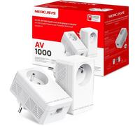 Mercusys MP500P Kit CPL 1000Mbps, 1 Port Gigabit, Prise Intégrée Type F - Optimisé Multi-TV, Compatible Toutes Box, Pack de 2