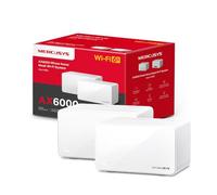 MERCUSYS WiFi 6 Mesh AX6000Mbps, Couverture jusqu'à 550 m², Connecter jusqu'à 150 appareils, 1 Port 2.5G et 2 Ports Gigabit, WiFi bi-Bande, App Facile à Utiliser, Halo H90X(2-Pack)