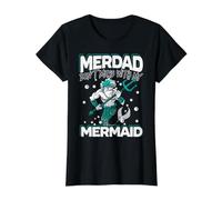 Merdad Don't Mess with My Mermaid Security Meilleur père de Tous Les Temps T-Shirt Graphique avec Valeur, Femme, Noir, L