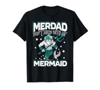 Merdad Don't Mess with My Mermaid Security Meilleur père de Tous Les Temps T-Shirt Graphique avec Valeur, Homme, Noir, L