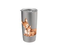 Mère aquarelle mignonne cerf faon câlin art Gobelet isotherme en acier inoxydable double paroi