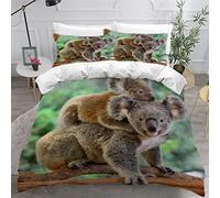 Mère Bébé Koala Housse de Couette 200×200 Garçons Fille Housse Couette Animal 3D Parure de Lit pour été Respirante Haute Qualité Literie Set avec 2 Taies d'oreiller