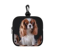 Mère Cavalier King Charles Spaniel avec Ses Petits,Pochette de Rangement carrée à Fermeture éclair, Porte-Monnaie en néoprène, Petit Portefeuille, Pochette à Monnaie, Porte-Monnaie