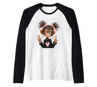 Mère chimpanzée Mignonne drôle Singe Lunettes Noir Animal clin d'œil Manche Raglan