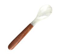 Mère de Pearl Caviar Spoon & Fork - Coquille naturelle avec poignée en bois | Vide à la vaisselle élégante à la main pour caviar, dessert, gâteau, café, restaurant de restauration de luxe à la crème g