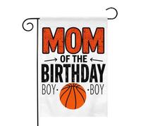 Mère du garçon dont c'est l'anniversaire (basketball) Drapeaux de jardin (12,5 x 18 pouces) - Bannière aux couleurs éclatantes pour décoration extérieure de jardin et de maison
