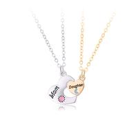 Mère et Fille Collier de Puzzle de Coeur - Pendentif Soleil Lune D'amitié - Cadeau Bijoux de Fête des Mères, D'anniversaire, Noël, Saint-Valentin pour Maman Filles épouse