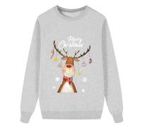 Mère Fille Vêtements Couple Look Couple Été avec Col Rond pour Enfants Noël Haut Imprimé Pyjama Femme Long Hiver Éponge, gris, 140 cm