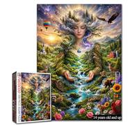 Mère Nature Paysage Fantastique Puzzle 1000 Pièces Adulte Forêt Enchantée | Déesse de la Nature Animaux Sauvages Paysage Mystique Art Céleste Nature Colorée Puzzle