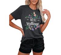 MèRe Veilleuse Tshirt Merveilleuse Maman Shirt Cadeau FêTe des MèRes Fleur Tee-Shirt (Gris-c,M)