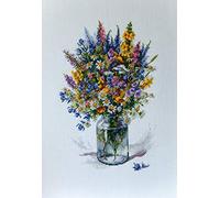 Merejka Der Distel-Blumenstrauß Kit de Broderie au Point de Croix, Coton, Multicolore, 29x30 cm